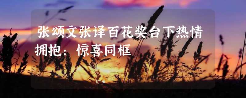 张颂文张译百花奖台下热情拥抱：惊喜同框