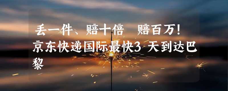 丢一件、赔十倍 赔百万！京东快递国际最快3天到达巴黎