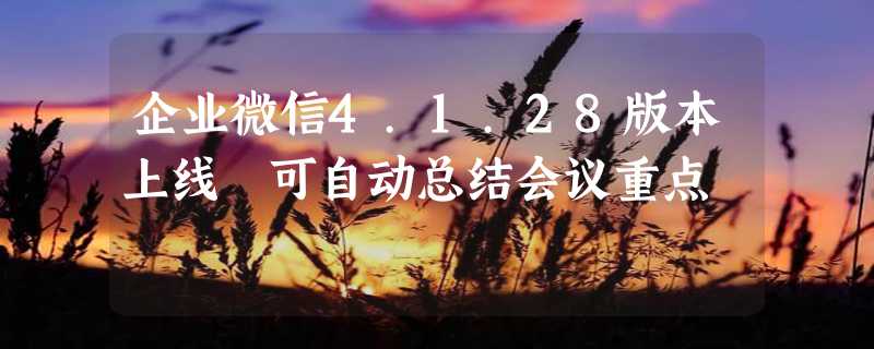 企业微信4.1.28版本上线 可自动总结会议重点