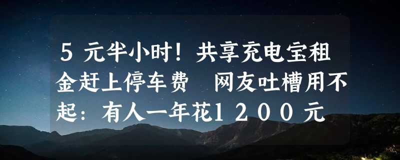 5元半小时！共享充电宝租金赶上停车费 网友吐槽用不起：有人一年花1200元