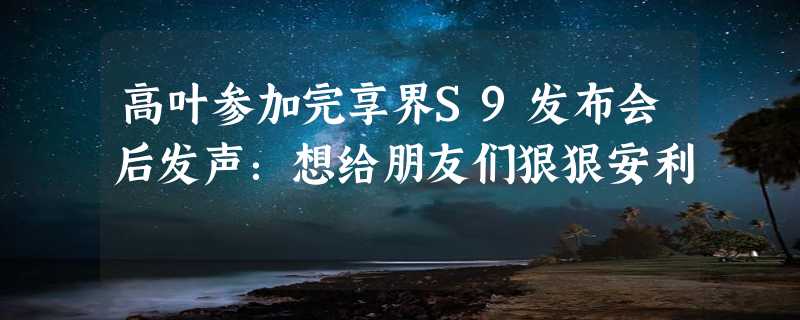 高叶参加完享界S9发布会后发声：想给朋友们狠狠安利