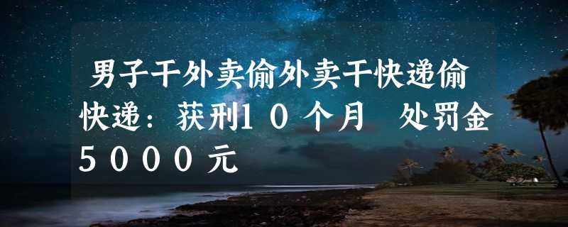 男子干外卖偷外卖干快递偷快递：获刑10个月 处罚金5000元