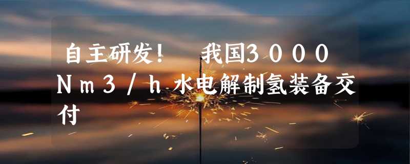 自主研发！ 我国3000Nm3/h水电解制氢装备交付