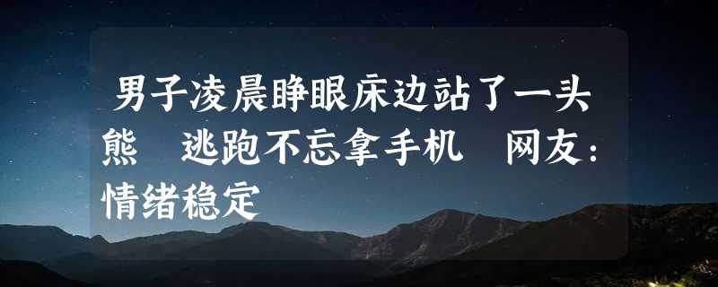 男子凌晨睁眼床边站了一头熊 逃跑不忘拿手机 网友：情绪稳定