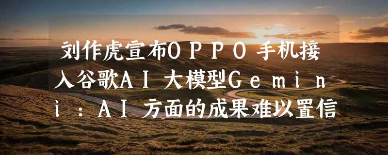 刘作虎宣布OPPO手机接入谷歌AI大模型Gemini：AI方面的成果难以置信