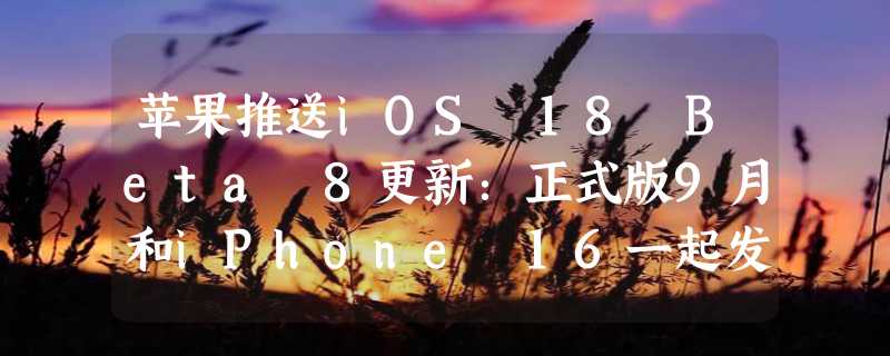 苹果推送iOS 18 Beta 8更新：正式版9月和iPhone 16一起发