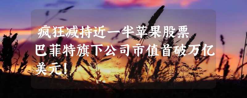 疯狂减持近一半苹果股票 巴菲特旗下公司市值首破万亿美元！