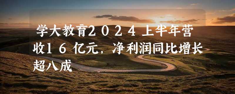 学大教育2024上半年营收16亿元，净利润同比增长超八成