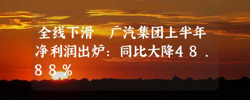 全线下滑 广汽集团上半年净利润出炉：同比大降48.88%