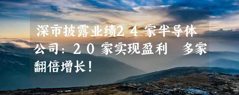 深市披露业绩24家半导体公司：20家实现盈利 多家翻倍增长！