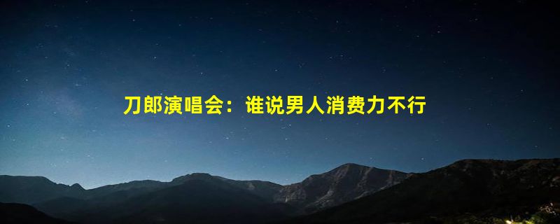 刀郎演唱会：谁说男人消费力不行的？