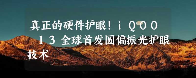 真正的硬件护眼！iQOO 13全球首发圆偏振光护眼技术