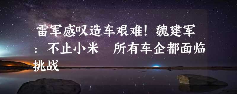 雷军感叹造车艰难！魏建军：不止小米 所有车企都面临挑战