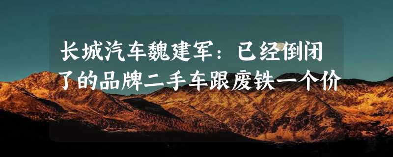 长城汽车魏建军：已经倒闭了的品牌二手车跟废铁一个价