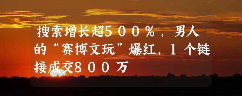 搜索增长超500%，男人的“赛博文玩”爆红，1个链接成交800万