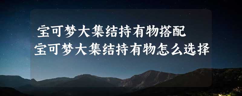 宝可梦大集结持有物搭配 宝可梦大集结持有物怎么选择