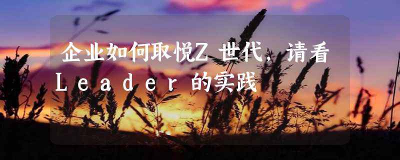 企业如何取悦Z世代，请看Leader的实践