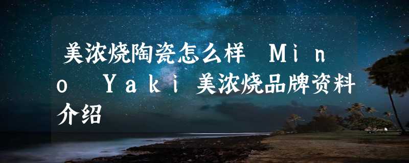 美浓烧陶瓷怎么样 Mino Yaki美浓烧品牌资料介绍