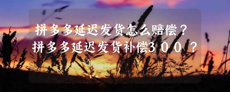 拼多多延迟发货怎么赔偿？拼多多延迟发货补偿300？