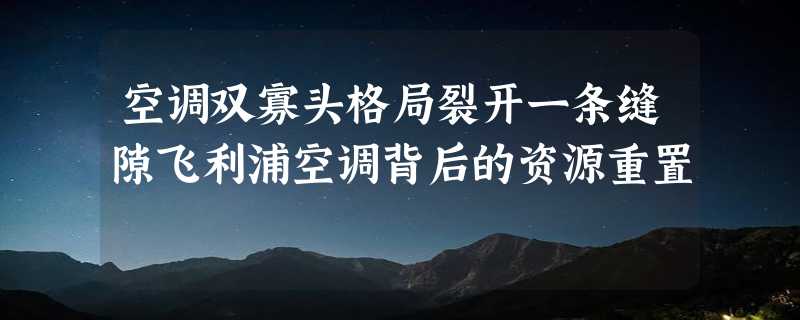 空调双寡头格局裂开一条缝隙飞利浦空调背后的资源重置