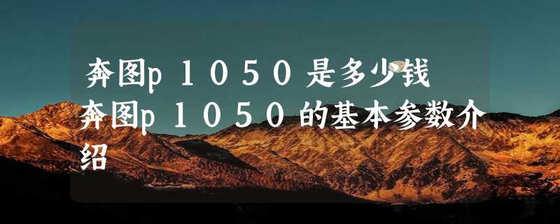 奔图p1050是多少钱 奔图p1050的基本参数介绍