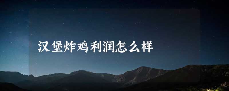 汉堡炸鸡利润怎么样