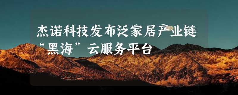 杰诺科技发布泛家居产业链“黑海”云服务平台