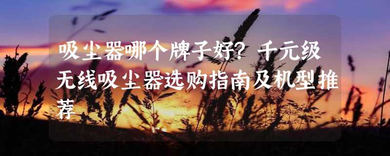 吸尘器哪个牌子好?千元级无线吸尘器选购指南及机型推荐