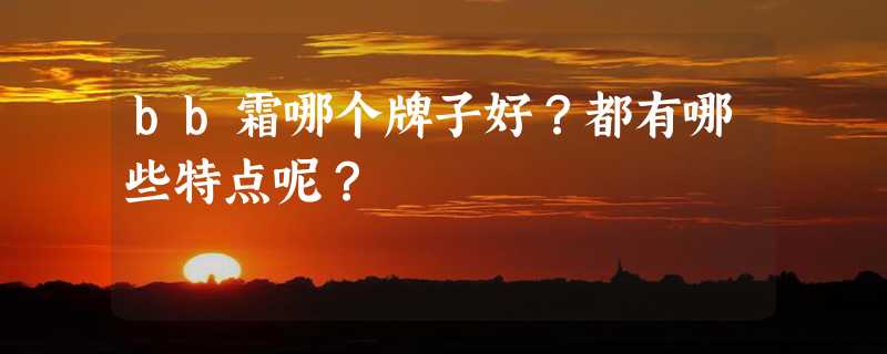 bb霜哪个牌子好？都有哪些特点呢？