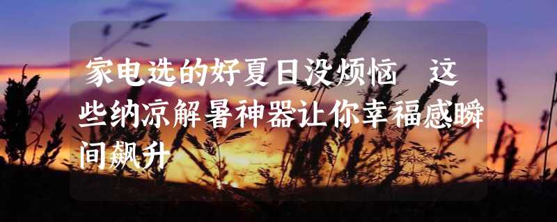 家电选的好夏日没烦恼 这些纳凉解暑神器让你幸福感瞬间飙升