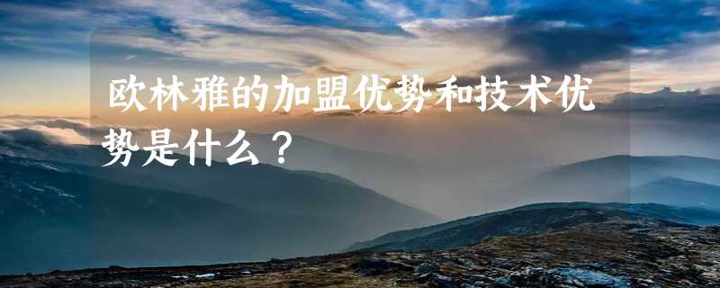 欧林雅的加盟优势和技术优势是什么？