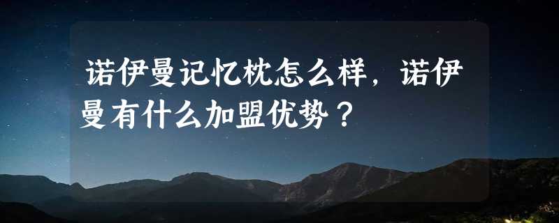 诺伊曼记忆枕怎么样，诺伊曼有什么加盟优势？