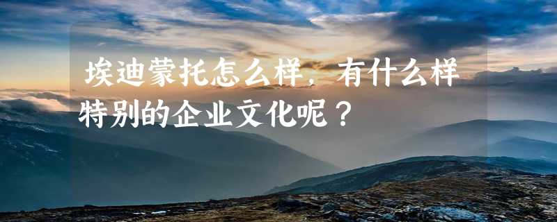 埃迪蒙托怎么样，有什么样特别的企业文化呢？