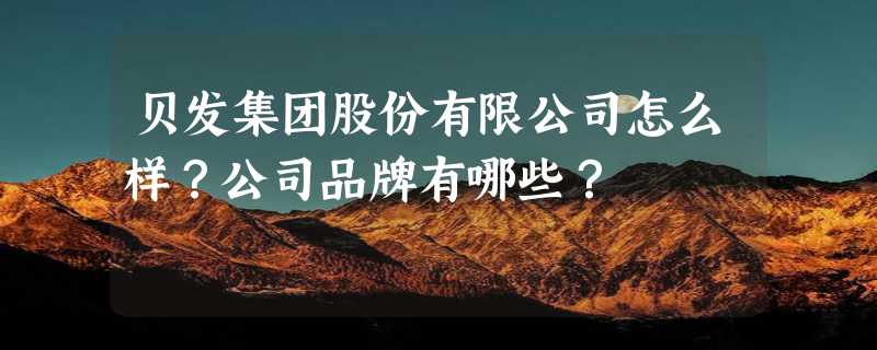 贝发集团股份有限公司怎么样？公司品牌有哪些？