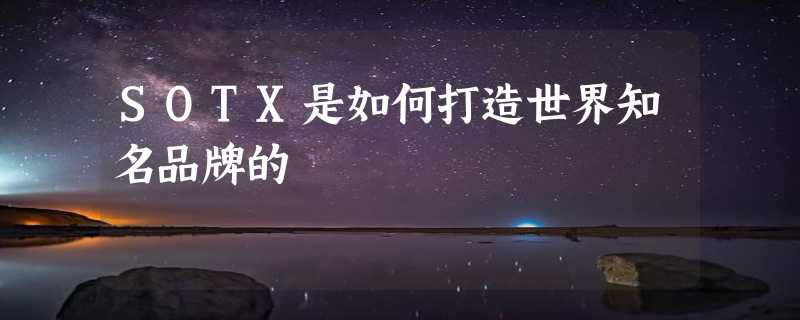 SOTX是如何打造世界知名品牌的