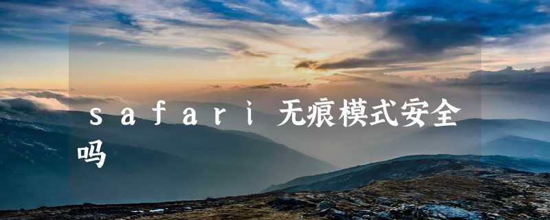 safari无痕模式安全吗