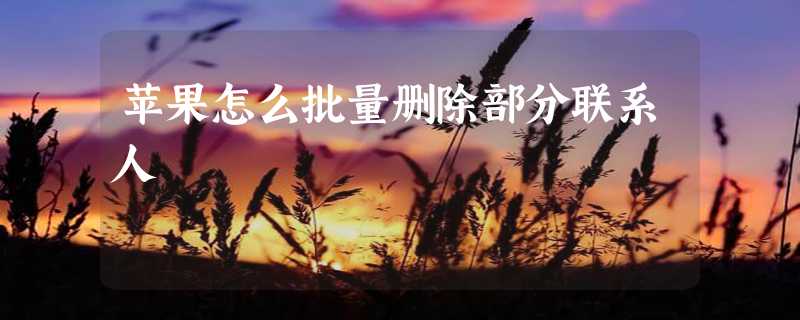 苹果怎么批量删除部分联系人