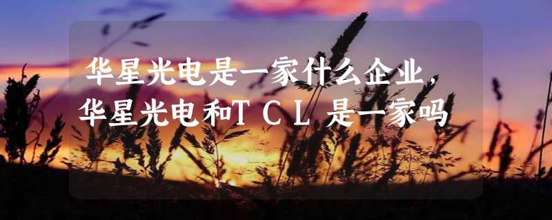 华星光电是一家什么企业，华星光电和TCL是一家吗