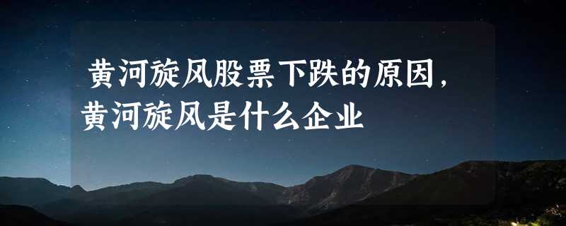 黄河旋风股票下跌的原因，黄河旋风是什么企业