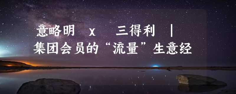 意略明 x 三得利 | 集团会员的“流量”生意经