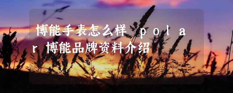 博能手表怎么样 polar博能品牌资料介绍