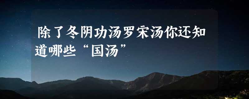 除了冬阴功汤罗宋汤你还知道哪些“国汤”