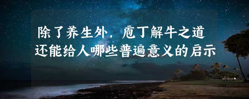 除了养生外，庖丁解牛之道还能给人哪些普遍意义的启示