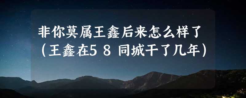 非你莫属王鑫后来怎么样了（王鑫在58同城干了几年）