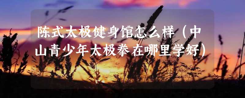 陈式太极健身馆怎么样（中山青少年太极拳在哪里学好）