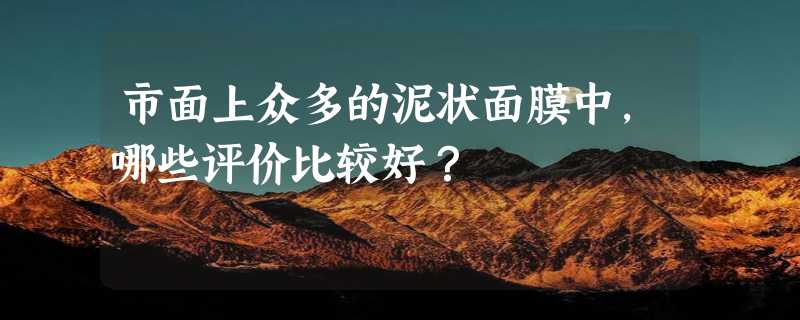 市面上众多的泥状面膜中，哪些评价比较好？