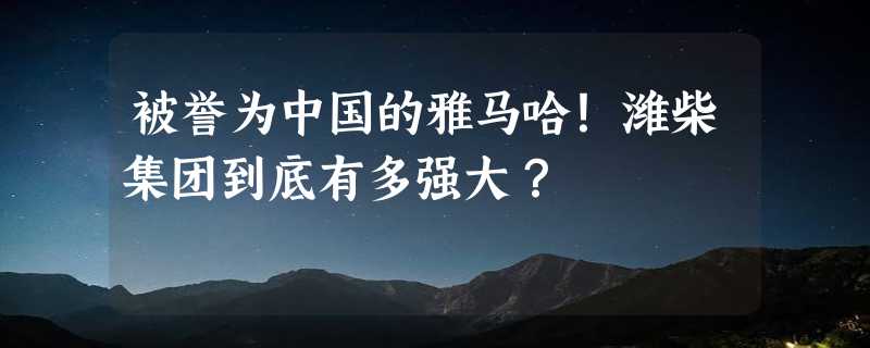 被誉为中国的雅马哈！潍柴集团到底有多强大？