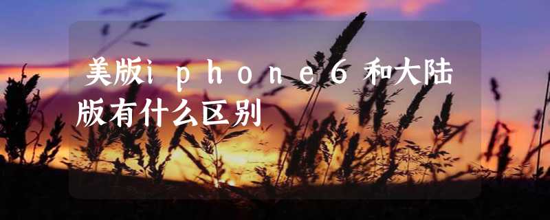 美版iphone6和大陆版有什么区别