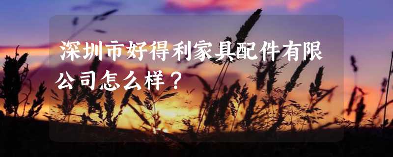 深圳市好得利家具配件有限公司怎么样？