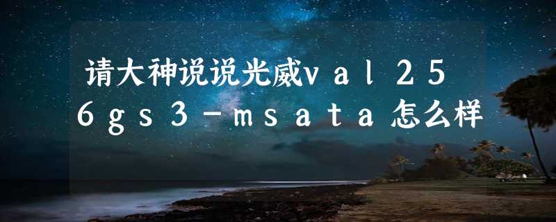 请大神说说光威val256gs3-msata怎么样